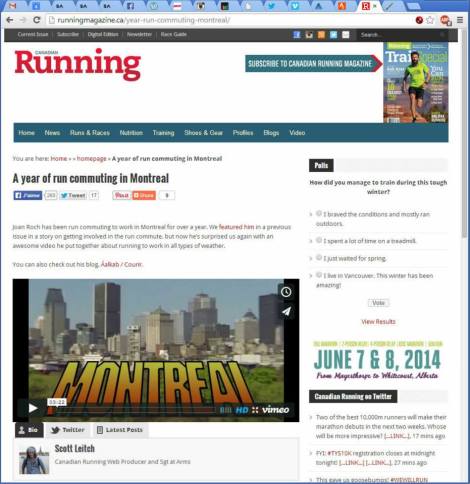 Canadian Running, Février 2014