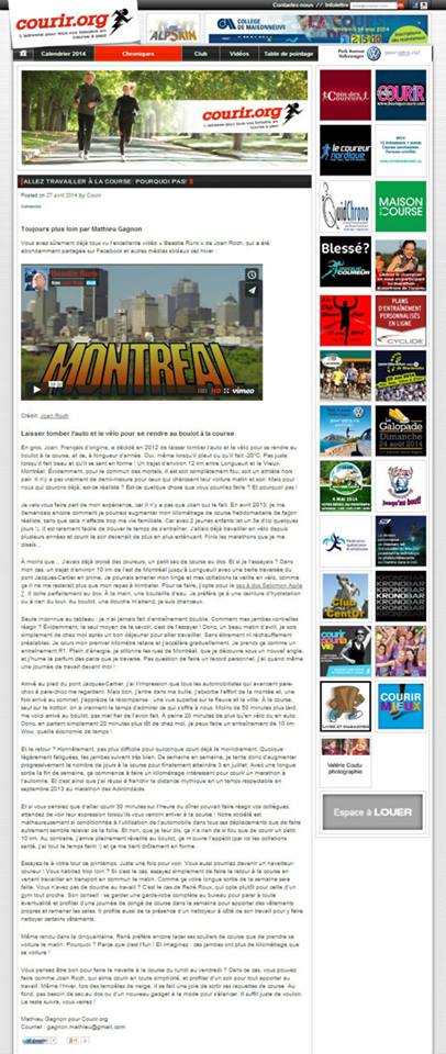 Mathieu Gagnon, Courir.org, 28 avril 2014