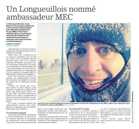 Vanessa Picotte, Le Courrier du Sud, 4 février 2015, p. 65