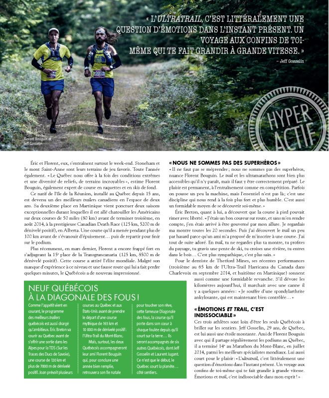 Frédéric Berg, Septembre 2015, Géo Plein Air, p. 53